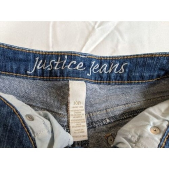 Justice Blue Denim Jeans Girls size 10R Capris Set of 3 Distressed Dark Wash - Picture 13 of 14